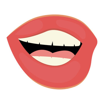 Emotion lips in flat cartoon design. Demonstration of the world of colorful emotion with this remarkable illustration, as it portrays a variety of feelings through bright lips. Vector illustration.