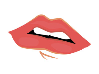 Emotion lips in flat cartoon design. In this work colorful style beautifully complements the striking impact of strong and emotive lips, bringing forth intense feelings. Vector illustration.