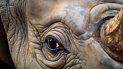 Cercles muraux Parc national du Cap Le Grand, Australie occidentale A close up photo of an endangered white rhino rhinoceros face,horn and eye. generative ai