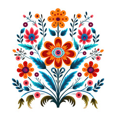Fototapeta na wymiar Blooming floral folk art style, Generative AI
