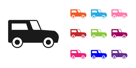 Black Car icon isolated on white background. Set icons colorful. Vector