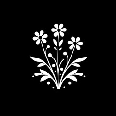 Flowers - Black and White Isolated Icon - Vector illustration