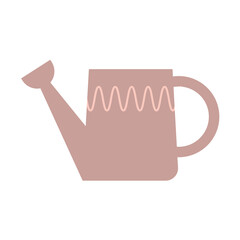 Home flower of flat cartoon set. The image emphasizes the charm of pastel shades and the beauty of a watering can for home flowers. Vector illustration.