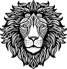 Lion | Black and White Vector illustration