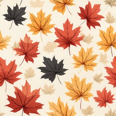 Fototapeta premium Seamless pattern with autumn maple leaves.