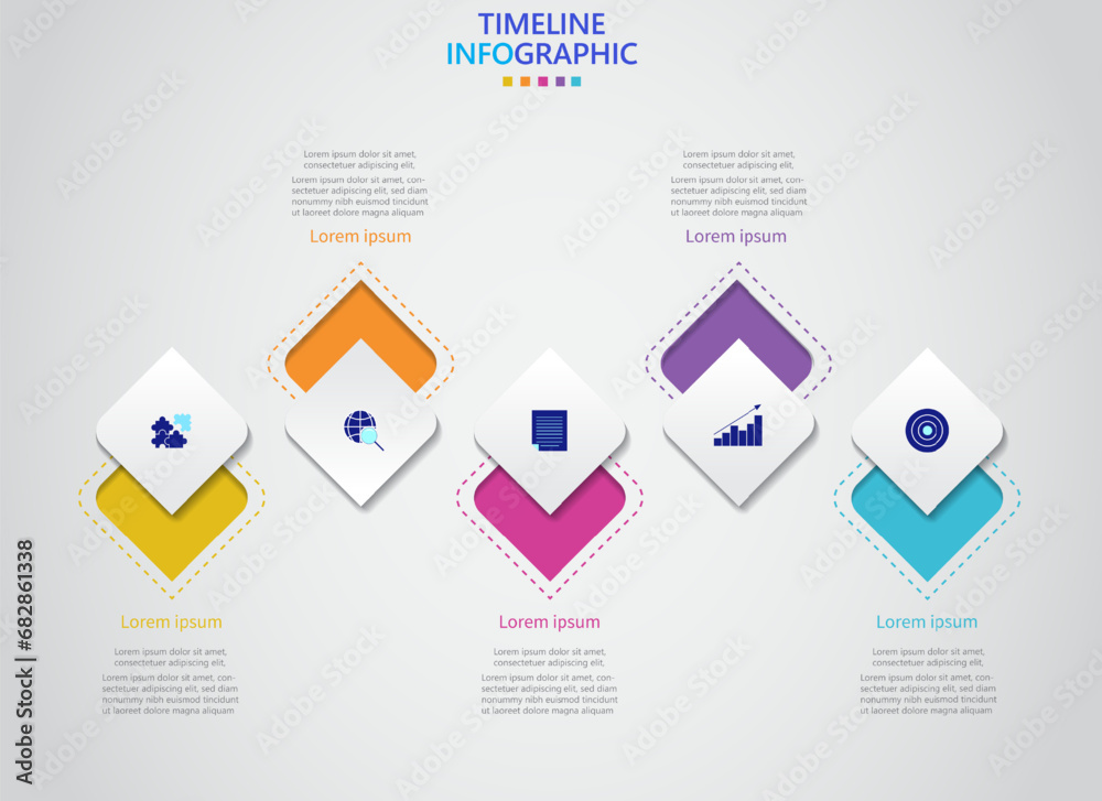 Poster infographic template for business. modern timeline infograph with 5 steps.