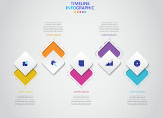 Infographic template for business. Modern Timeline infograph with 5 steps.