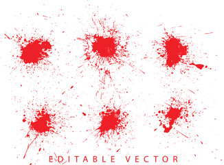 Bloodstain red ink vector splatter set