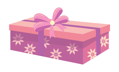 Gift box of flat cartoon set. Pink gift box with eye-catching style adds an extra layer of emotions to any special occasion. Vector illustration.