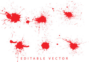 Various bloody red paint vector set