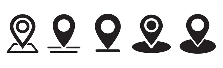 Location pin icon set. Map pin place marker. Location icon. Map marker pointer icon set. GPS location symbol collection. - obrazy, fototapety, plakaty