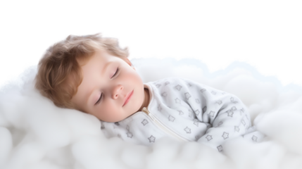 Kid sleeping on cloud and having a good dream