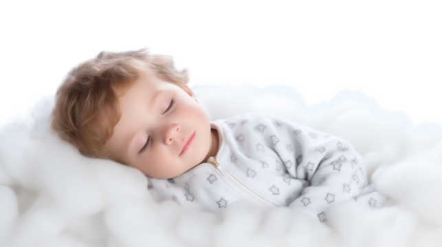 Kid sleeping on cloud and having a good dream - Powered by Adobe