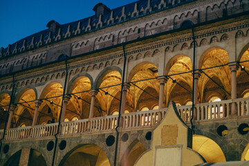 Palazzo della Ragione in Padua, Italy. Night lights.