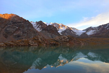 Kol Tor lake located above Kol Ukok in Tian Shan Mountains, Naryn region, Kyrgyzstan