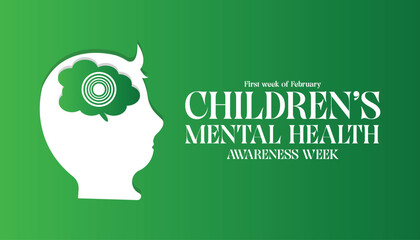 Vector illustration on the theme of Children's Mental Health awareness week observed each year during February.banner, Holiday, poster, card and background design.