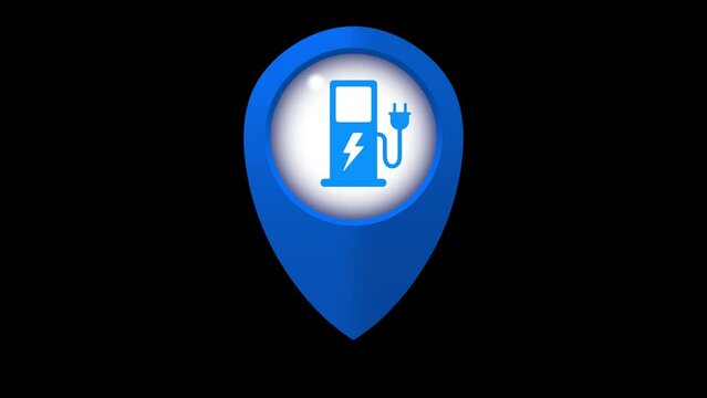 Blue Charging Station Map Pointer Loop On Alpha