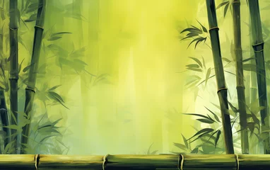Fotobehang Bamboo background texture, bamboo green leaves © Amber Fox