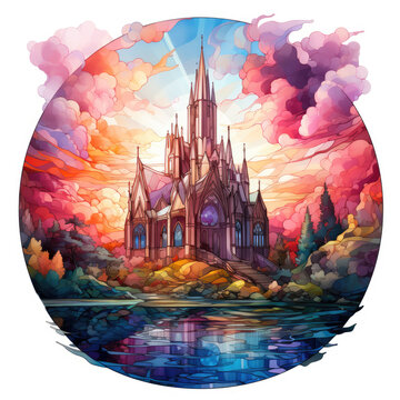 recommend clip art: Watercolor stained Glass Christian Sublimation Clipart illustration Generative Ai