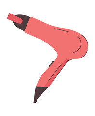 Element of morning routine set. A stylishly designed hair dryer adds a pop of color and comfort to your daily beauty rituals, turning them into a vibrant experience. Vector illustration.