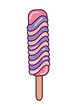 Ice cream element of set in flat design. In the delicious charm a tasty popsicle takes center stage, inviting you to savor its tempting allure and vibrant hues. Vector illustration.