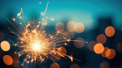 New Year's celebration sparkler at night
