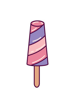 Ice cream element of set in flat design. This visually appealing image showcase a delectable purple popsicle, promising a refreshing treat that is both tasty and delightful. Vector illustration.