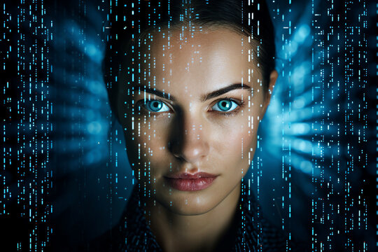 Generative AI portrait of cyberpunk system administrator programmer hacker person