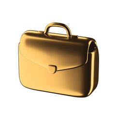 3D business suitcase - Finance and Banking icon, gold material