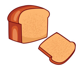 Breakfast element of set in cartoon style. In this image a delectable loaf of bread steals the spotlight, inviting you to savor the scrumptious taste of a perfect morning treat. Vector illustration.