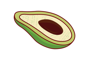 Breakfast element of set in cartoon style. This tantalizing avocado, perfectly capturing the essence of a nutritious morning meal. Vector illustration.