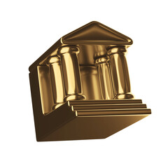 3D bank building - Finance and Banking icon, gold material