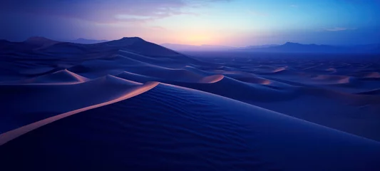 Rolgordijnen Desert Background Landscape, sand dune landscape background, sand dunes desert, dark night, deep blues, distant horizon © chiew