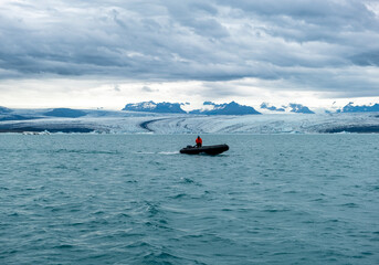 Iceberg drifting in Jokulsarlon glacier bay in  Southeast Iceland, Europe. Popular travel destination of Iceland