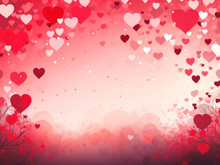 Lots of beautiful red hearts, festive greeting background for Valentine's day