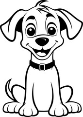 Cute cartoon dog silhouette icon in black color. Vector template.