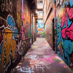 Urban Landscape Photography of colorful graffiti 
