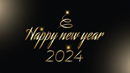 black and gold happy new year 2024 background