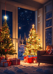 Christmas, fairy-tale night, holiday, Christmas mood - obrazy, fototapety, plakaty