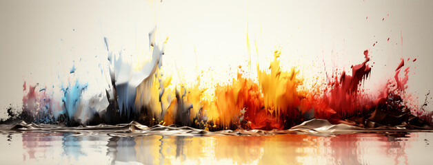 Wife horizontal Facebook banner of a colorful paint splash with explosion in white background 