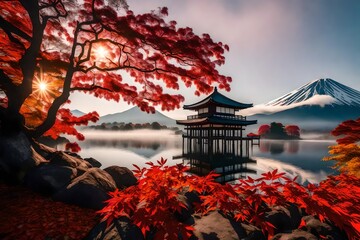 japanese temple in autumn