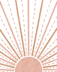 Whimsical boho sun element in neutral colors, baby shower and wedding invitation, nursery decor