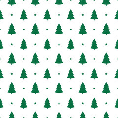 Christmas Tree, Winter Seamless Pattern, on White Background. Vector Illustration