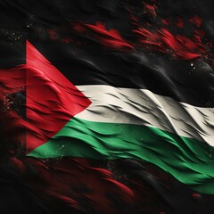 Palestine Flag, Blood and Fire, Civilian tragedy. War and conflict shatter childhoods, leaving indelible marks of tragedy on innocent lives. 