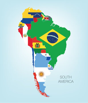 the south american map divided by countries. Vector illustration