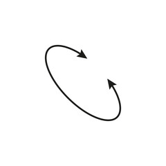 Dual double ended semi circle arrow. Semicircular round long two sided arrow. 