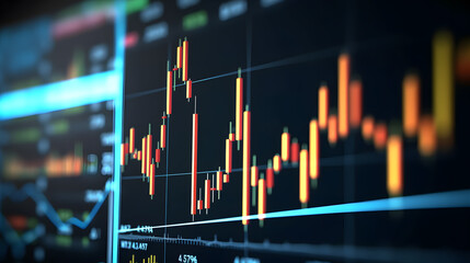 Illustration of stock market charts on the digital screen