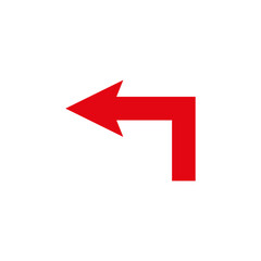 Wide long red turn arrow. Path direction pointer. Vector illustration and symbol.