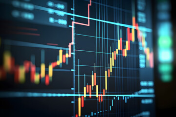 Illustration of stock market charts on the digital screen