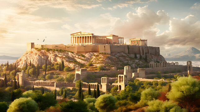 The ancient city of Athens, Greece, with its iconic Acropolis and Parthenon, offers a rich historical backdrop. Ai Generated.NO.02